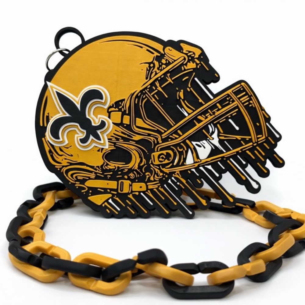 Saints Fam Chain Helmet Necklace
